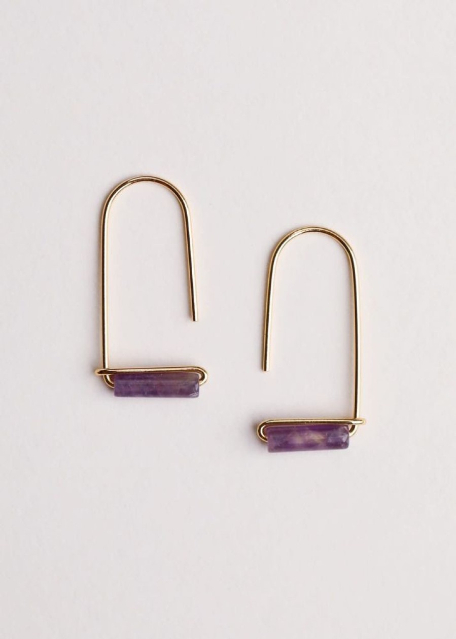 Accessories JaxKelly Earrings | Amethyst Gemstone Drop Earrings