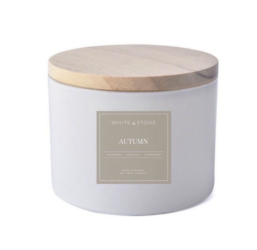 Home & Gift White Stone Candles | 14 Oz Fall-Winter Candles