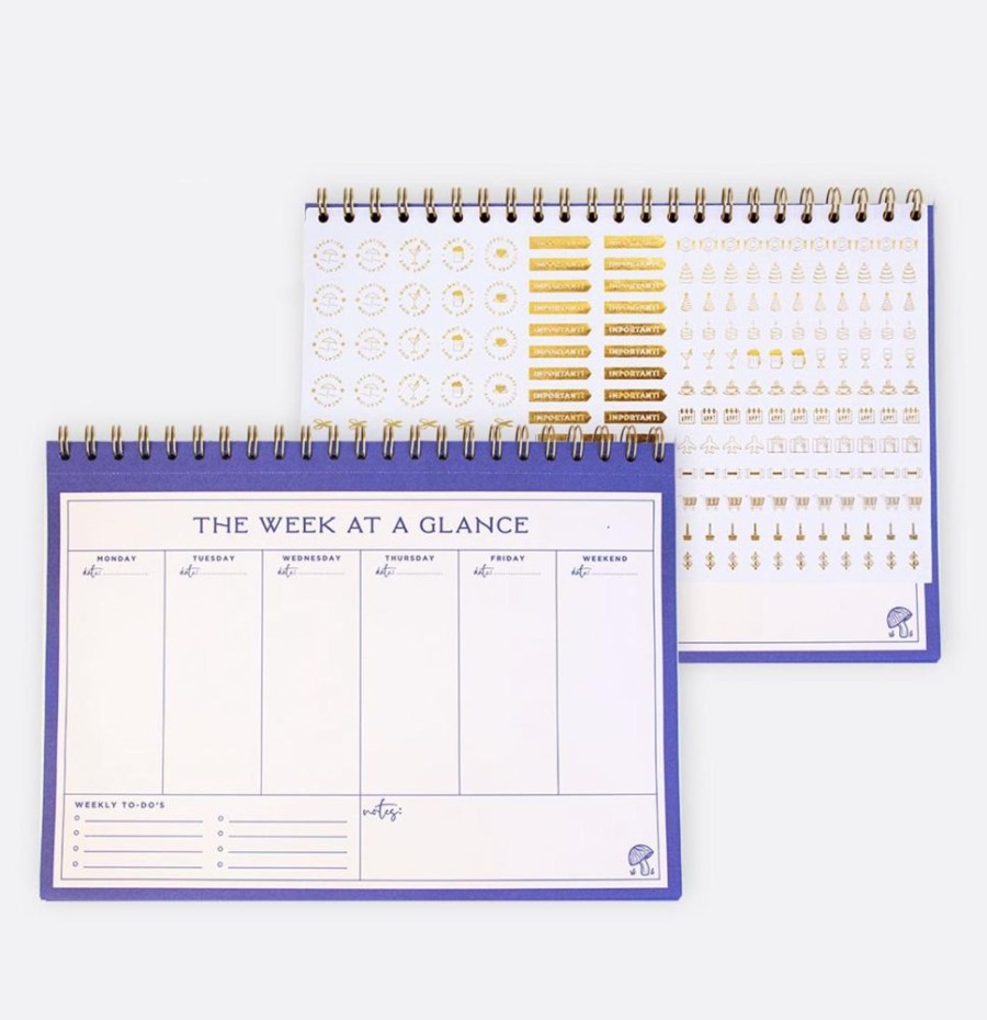 Paper & Office Elum Planners | Moon Gaze Mushrooms-Desk Weekly Planner