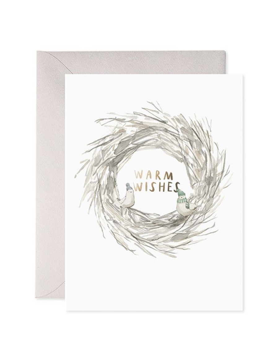 Holidays E. Frances Paper Studio Holiday Cards, Single | Bird Wreath