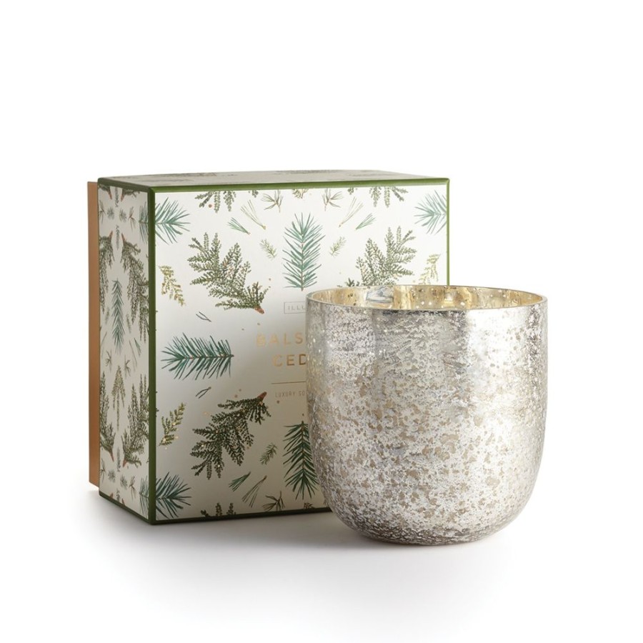 Home & Gift Illume | Balsam And Cedar, Luxe Sanded Mercury Glass