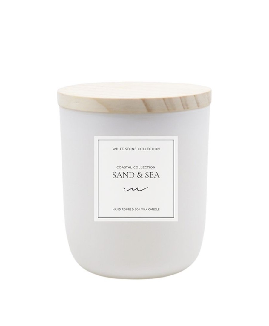 Home & Gift White Stone Candles | Sand And Sea