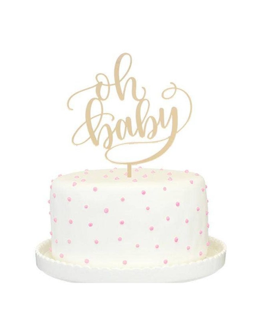 Party & Gift Wrap Alexis Mattox Design | Oh Baby Cake Topper, Gold Mirror