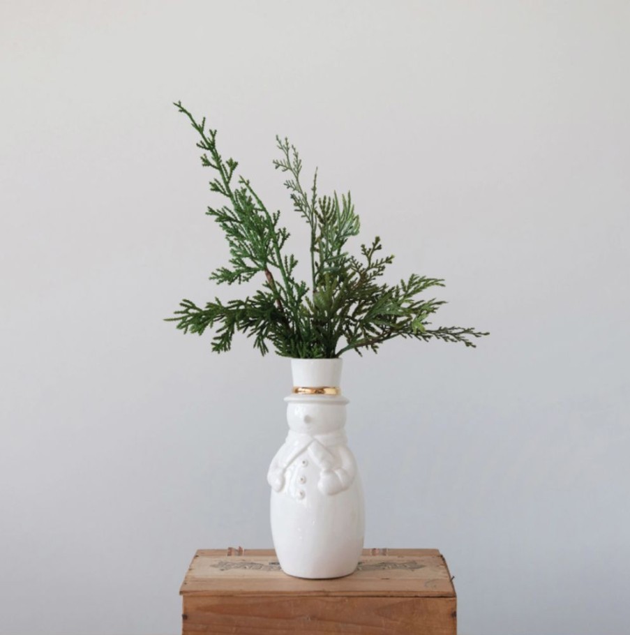 Holidays Creative Co-Op Holiday Decor & Gifts | Stoneware Snowman Vase