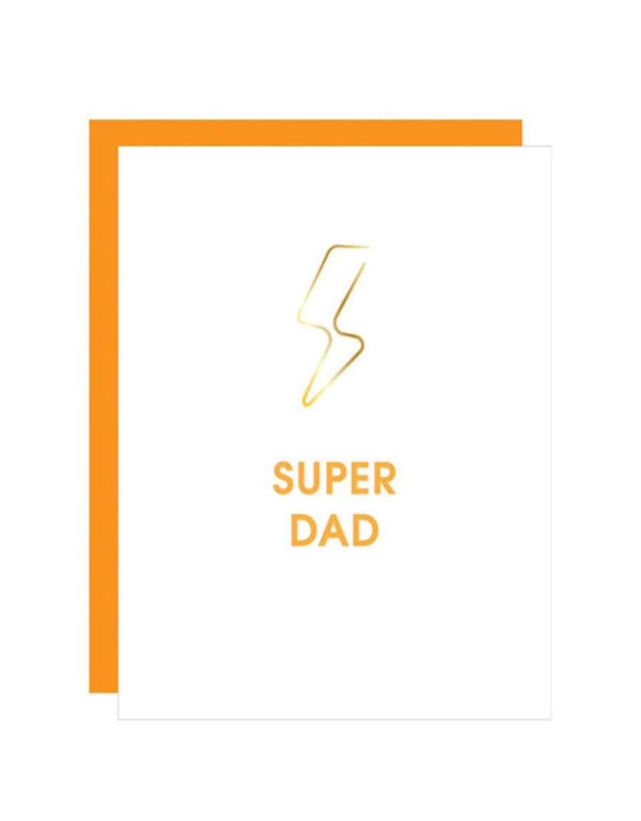 Greeting Cards Chez Gagne Letterpress Father'S Day | Super Dad Lightning Bolt