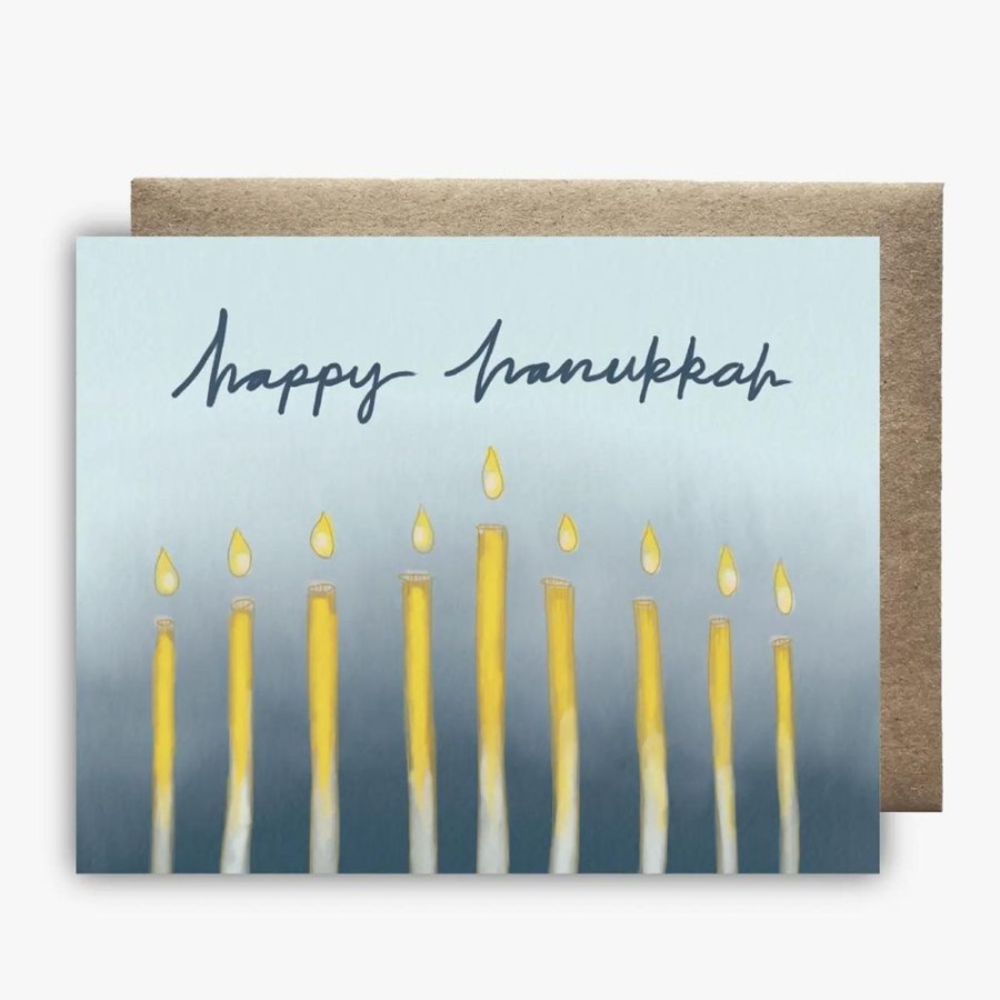 Holidays Maija Rebecca Hand Drawn Holiday Cards, Single | Happy Hanukkah Lights