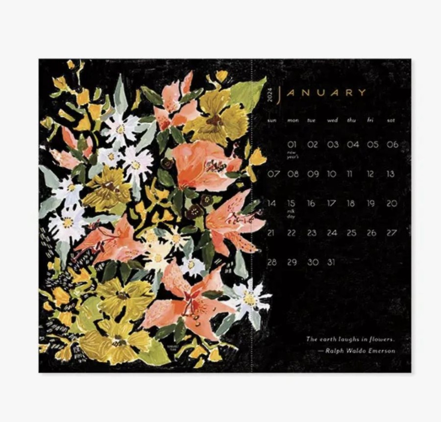 Paper & Office Seedlings Calendars | Vintage Floral Seedlings 2024 Postcard Calendar