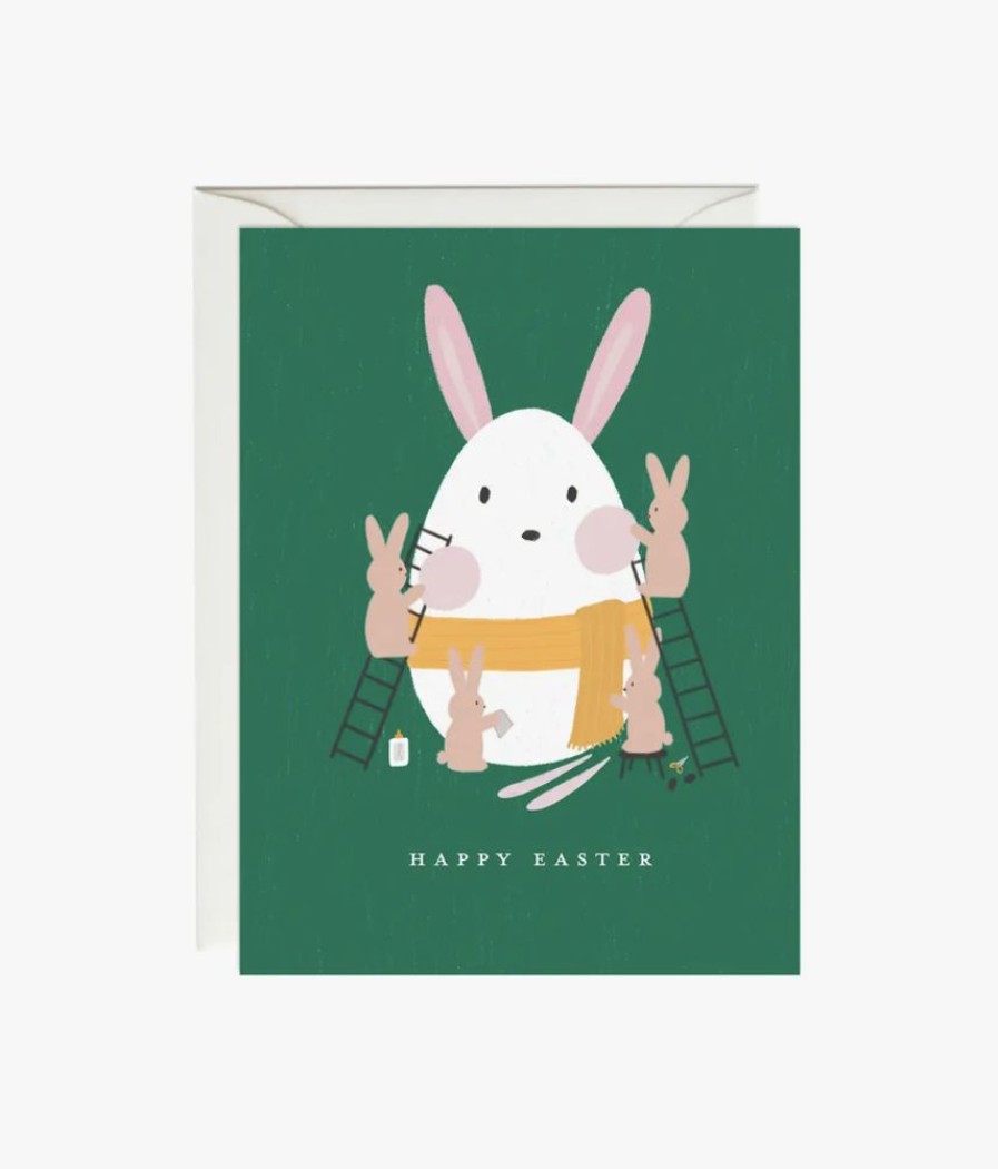 Greeting Cards Paula & Waffle | Green Easter Bunny Egg