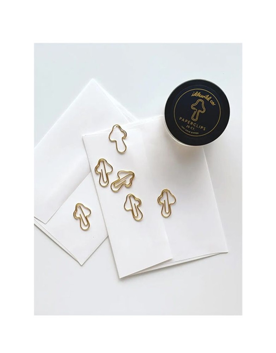 Paper & Office Idlewild Co. Desk Accessories | Mushroom Gold Plated Paper Clips