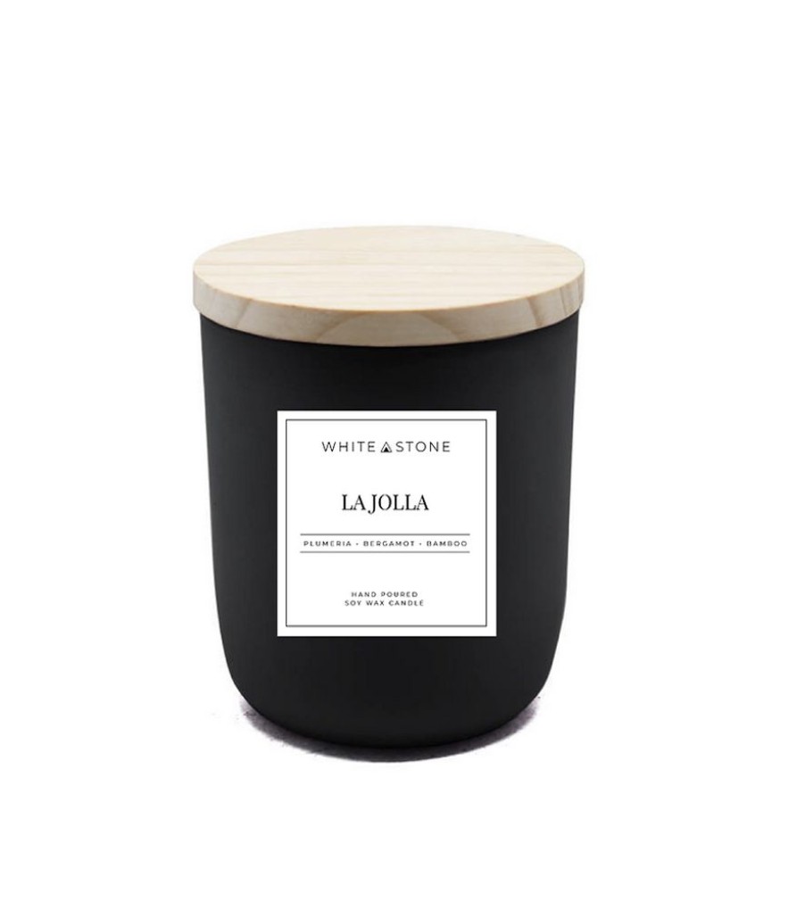 Home & Gift White Stone Candles | La Jolla Black