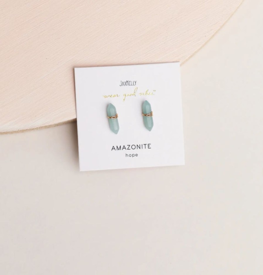 Accessories JaxKelly Earrings | Amazonite Mineral Point Earrings