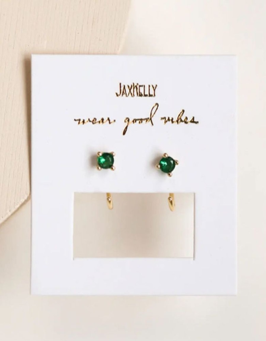 Accessories JaxKelly Earrings | Cz Huggies-Emerald