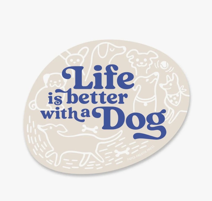 Party & Gift Wrap Paper Parasol Press Gift Tags & Stickers | Life Is Better With A Dog Sticker