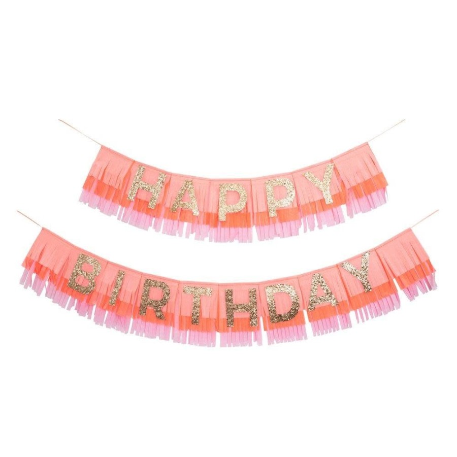 Party & Gift Wrap Meri Meri | Pink Happy Birthday Fringe Garland