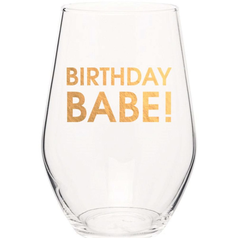 Home & Gift Chez Gagne Letterpress | Birthday Babe Wine Glass