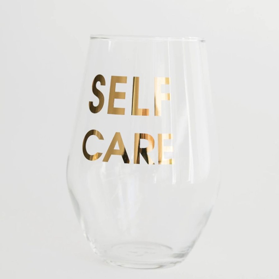 Home & Gift Chez Gagne Letterpress | Self Care Wine Glass