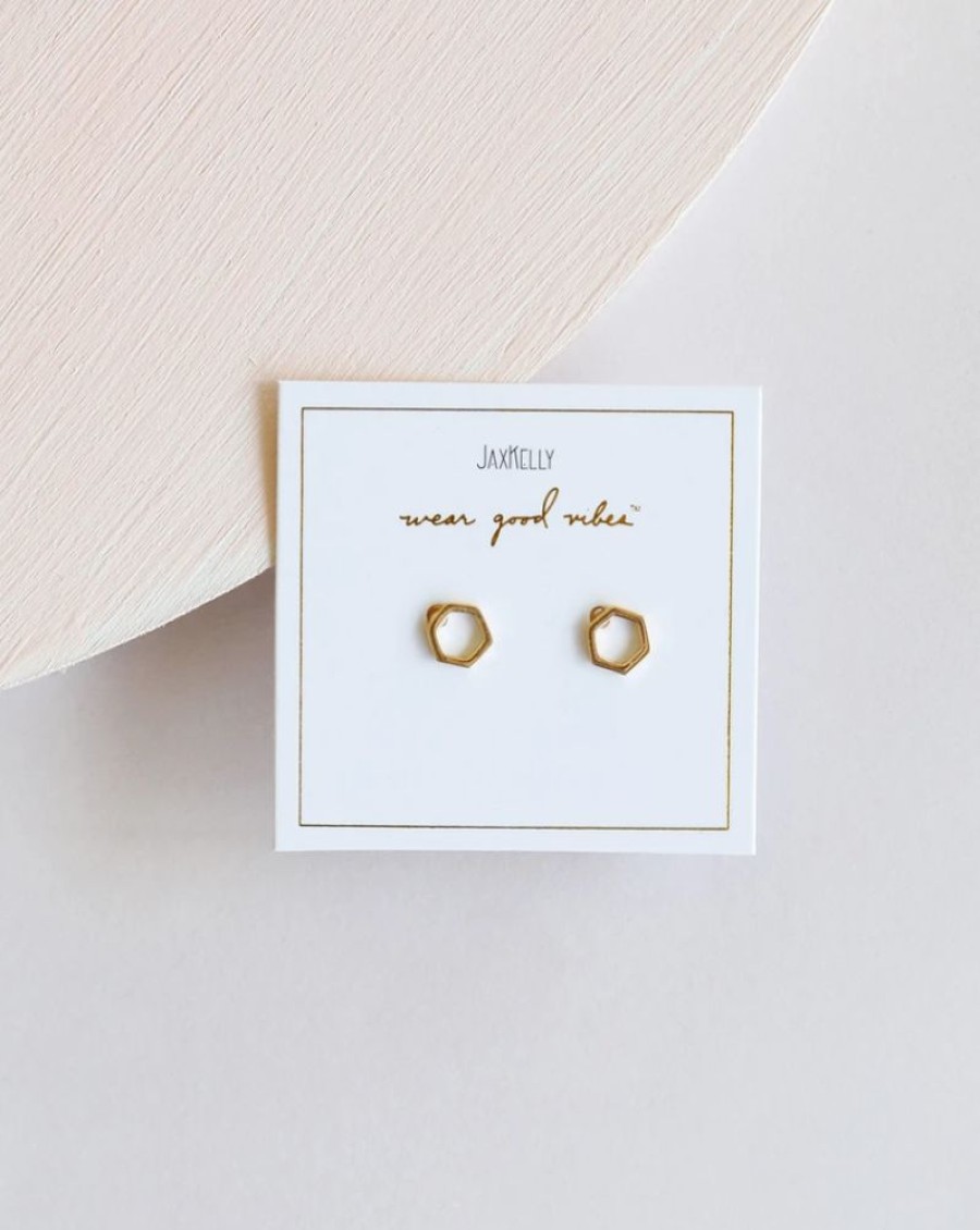 Accessories JaxKelly Earrings | Minimalist Hexagon