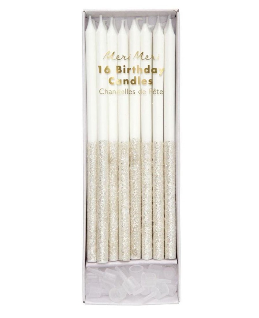 Party & Gift Wrap Meri Meri | Silver Glitter Dipped Candles