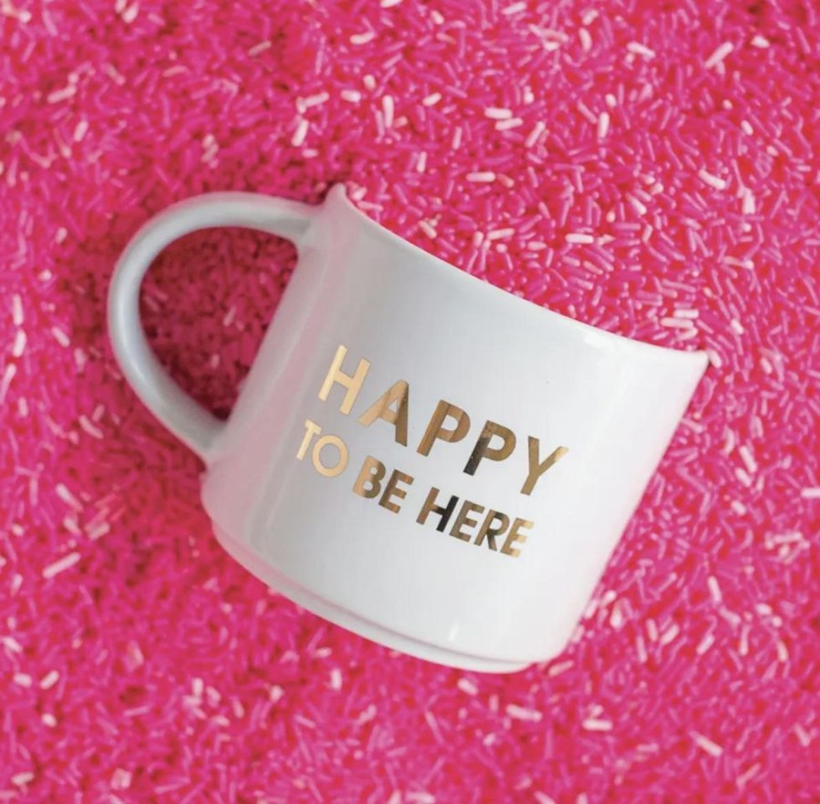 Home & Gift Chez Gagne Letterpress | Happy To Be Here Mug