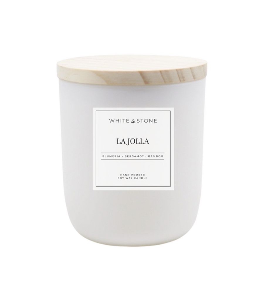 Home & Gift White Stone Candles | La Jolla White