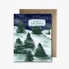 Holidays Maija Rebecca Hand Drawn Holiday Cards, Single | Happy Holidays Snowy Trees