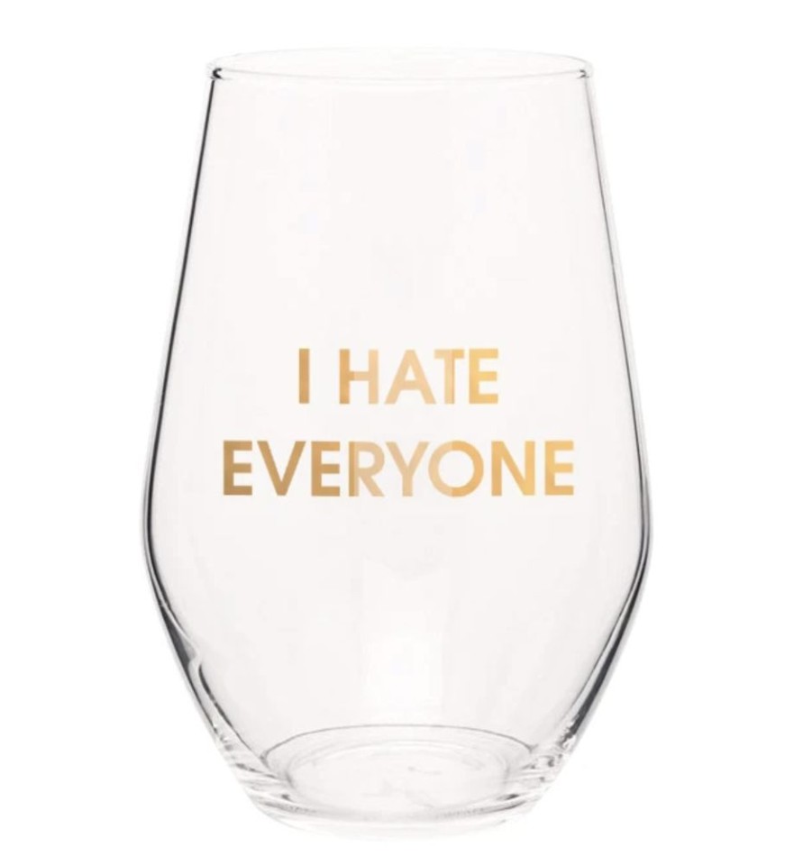 Home & Gift Chez Gagne Letterpress | I Hate Everyone Wine Glass