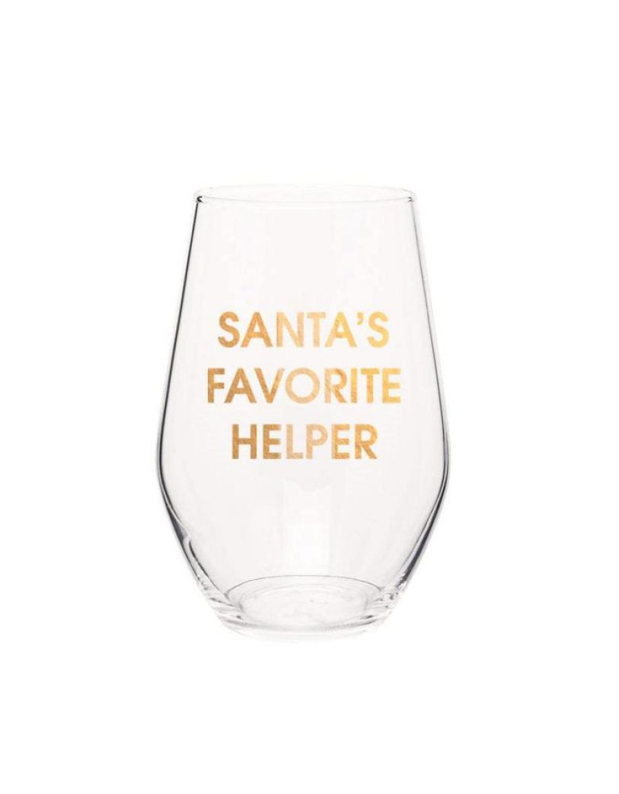 Home & Gift Chez Gagne Letterpress | Santa'S Favorite Helper Wine Glass